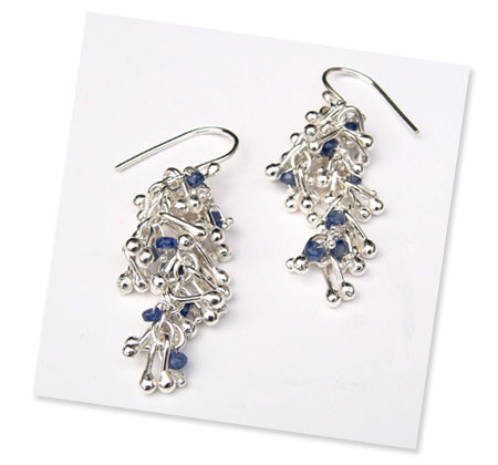Tara Kirkpatrick Jewellery - Droplets Double Drop Earrings with Sapphires