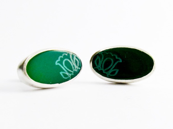 Jessica Hewitt Susan Stud Earrings Acrylic, Resin and Silver - Green