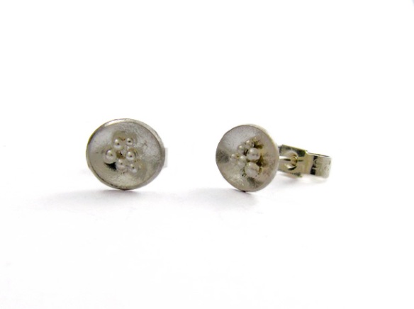 Hannah Bedford Granulated Silver Stud Earrings